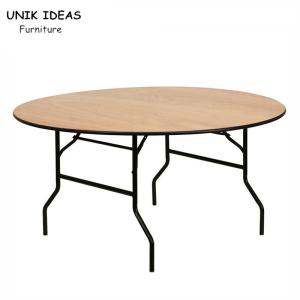 China Metal 6ft Folding Table Round Wooden Table Set Hotel Furniture For Event on sale