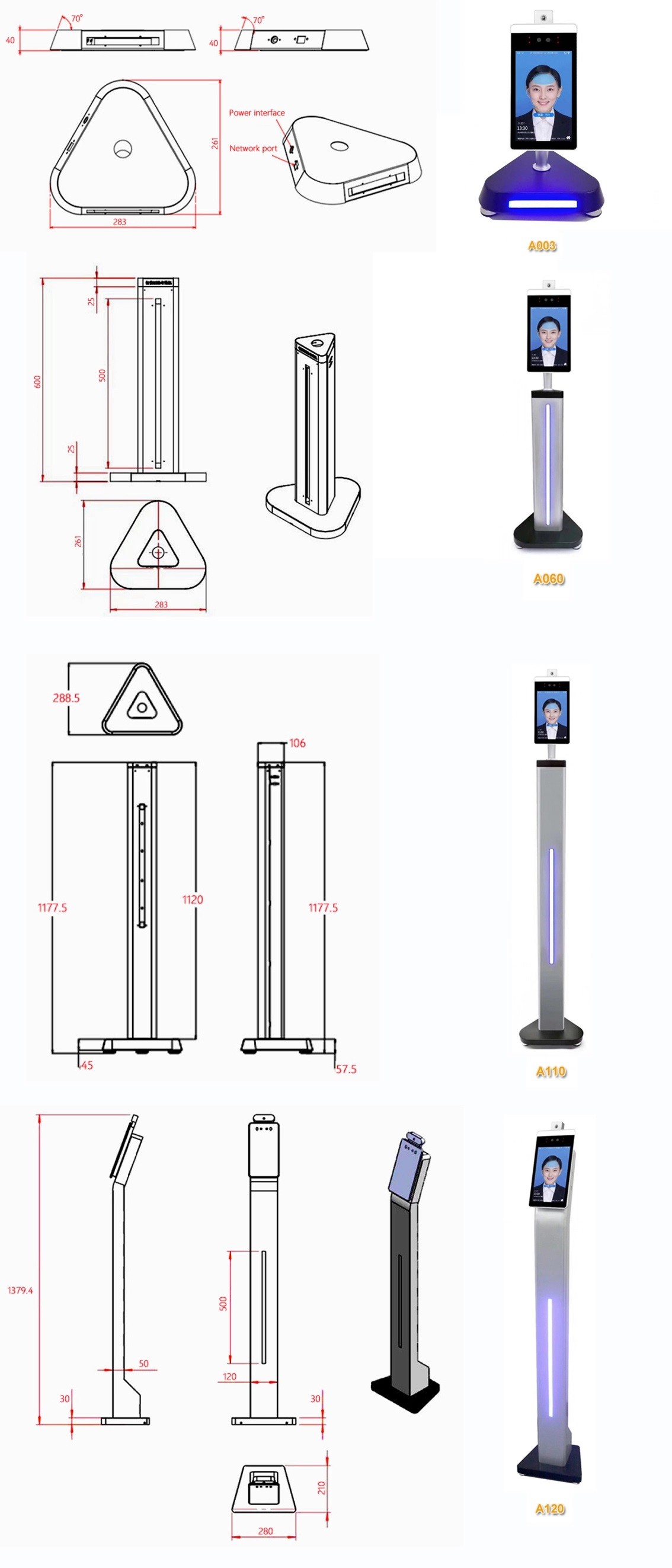 60cm Children Face Recognition Stand Display Racks With Metal Structures