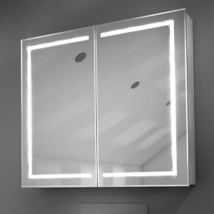 500mm Small Bathroom LED Mirror Cabinet Sets Grey And White Wall Hanging