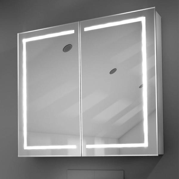 Quality 500mm Small Bathroom LED Mirror Cabinet Sets Grey And White Wall Hanging for sale