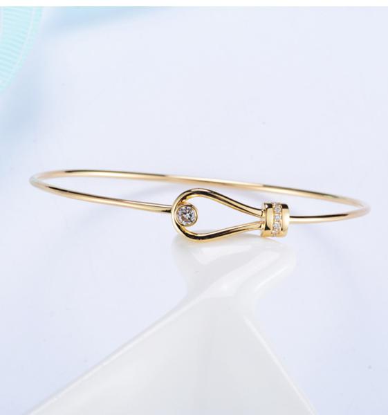 Quality Gold Bangles Gold Value 18K Gold Diamond Bangle 0.15ct Open-Type Lock for sale