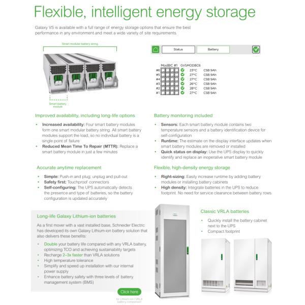 APC Data Center And Facility 3 Phase Galaxy VS UPS 100kW 400V For External Batteries