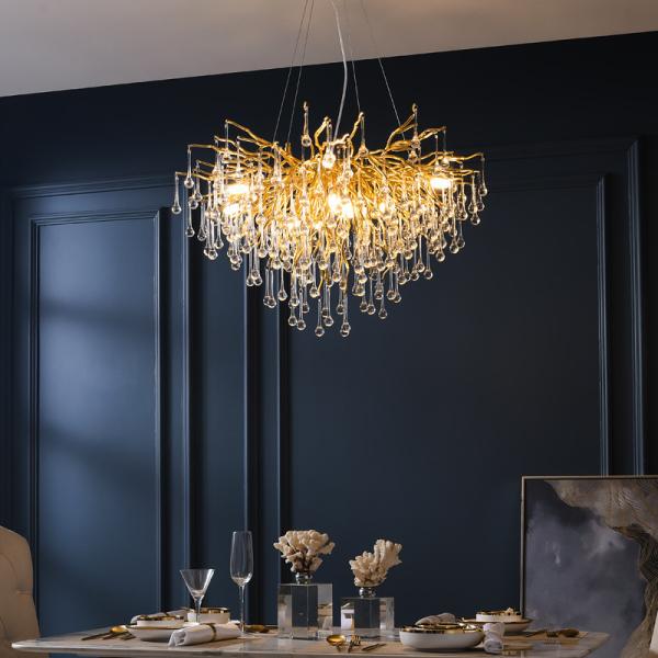 Quality G9 95lm/W Modern Crystal Chandelier Glass Water Drop Pendant Light for sale