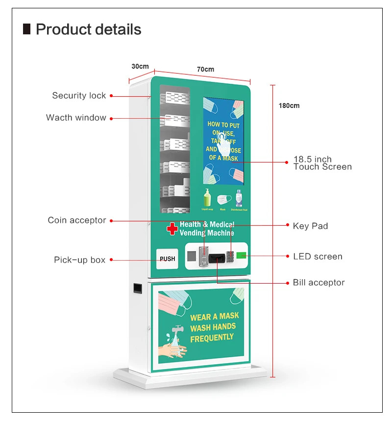 PPE Vending Machine With Temperature Scanner Thermometer For Hospital