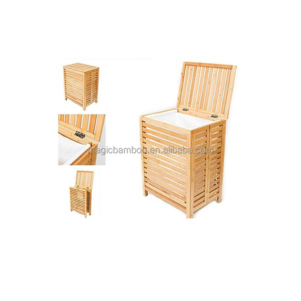 EU Certified Bamboo Laundry Storage Hamper Collapsible Waterproof