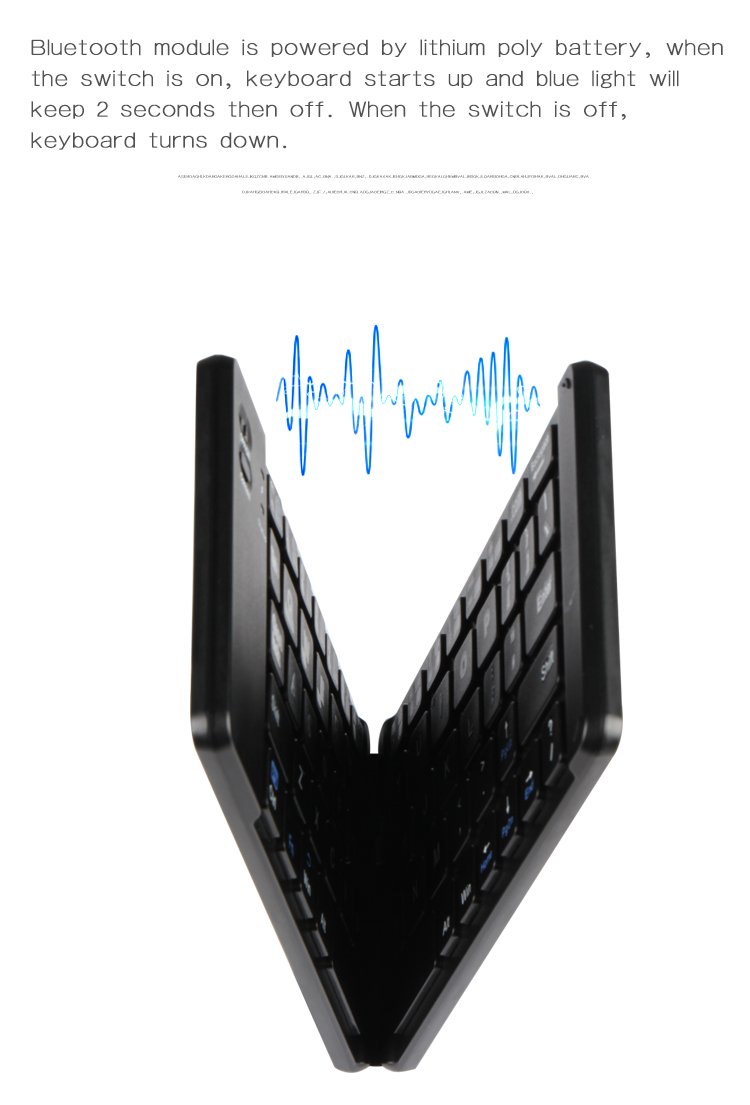 Wireless Folding Bluetooth Keyboard , Ultra Slim Bluetooth Keyboard 78 Keys