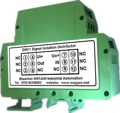 Quality WAYJUN 3000VDC isolation rail Loop-Powered 4-20mA Signal Isolator Green DIN35 signal converter for sale
