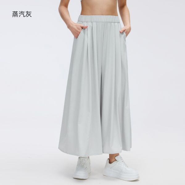 Black High Waist Wide Leg Culottes with Elastic Waistband for Casual and Summer Wear
