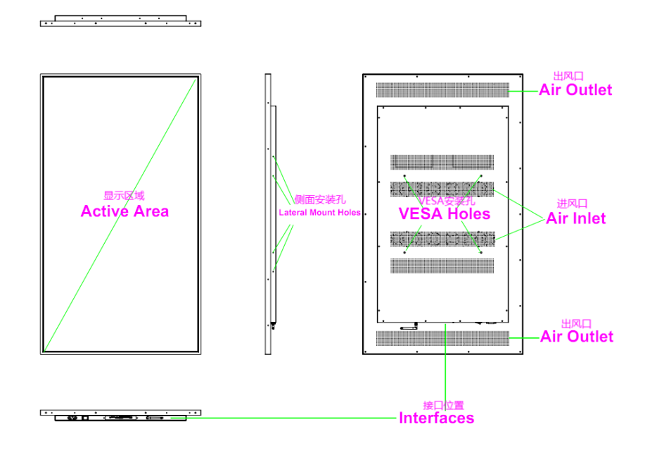 50/60Hz Input Voltage 43inch Window Facing LCD Display with Ultra-Thin Design