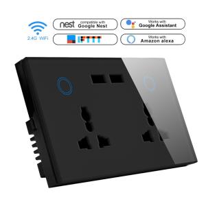 Buy cheap 2200W Glass Wall Socket 15A Touch Socket Switch Double APP Control product