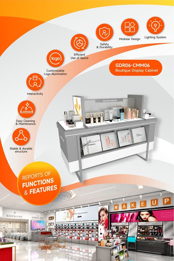 GDR06-CMM06 Beauty Display Stand with Versatile Display and Retro Luxurious Style for Fashion Boutique