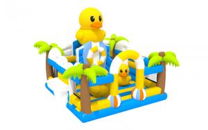 China 0.55mm PVC Inflatable Cartoon Amusement Park Blow Up Duck All In One Castle For Rental on sale