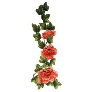 China Flower Design Custom Made Iron On Patches Rose Embroidery Patch on sale