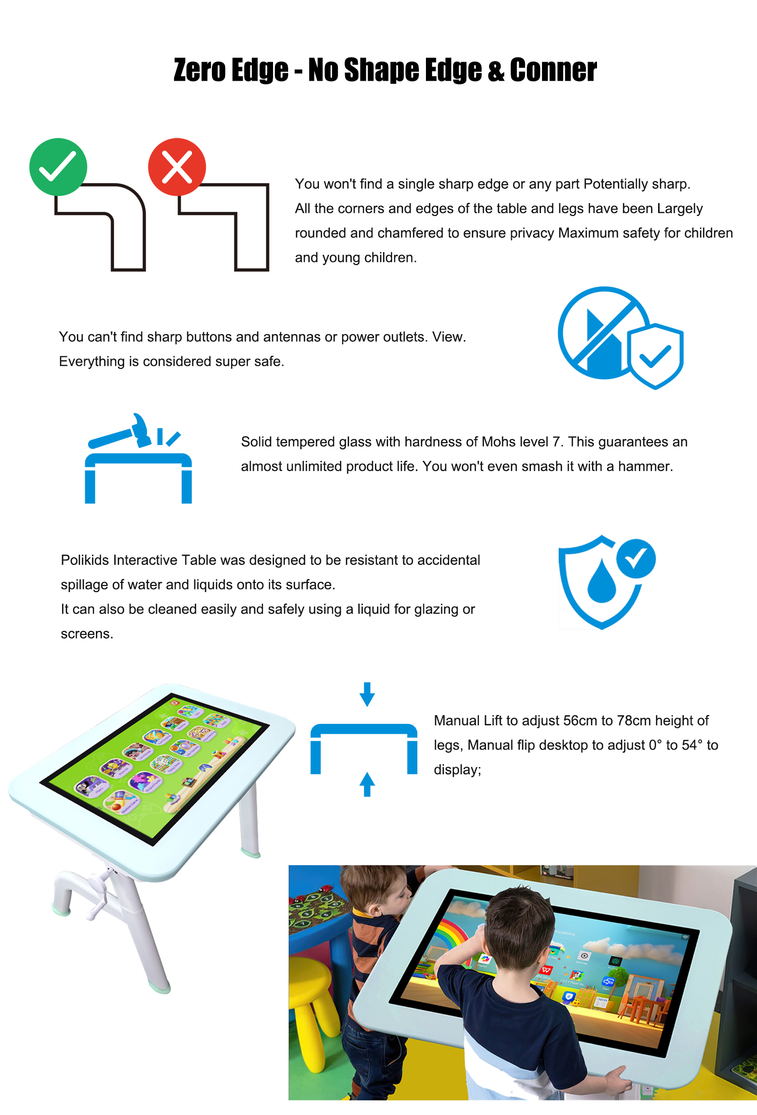 Kids Android Interactive Multi Touch Table 32 Inch for with Octa Core CPU