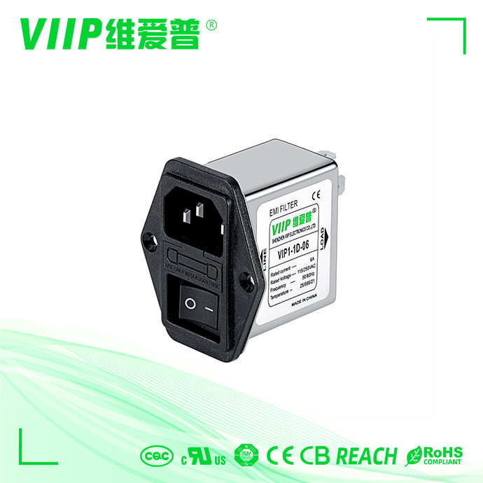 120V Ac Power Line Inline EMI Filter With Fuse C14 Male Socket