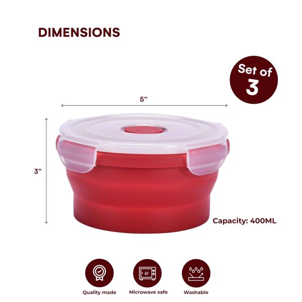 Collapsible Bowls For Camping Set Of 4 Silicone Food Storage Containers With Lids Silicone Lunch Box BPA Free Oven Safe