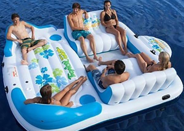 Quality Large Inflatable Floating Island , Inflatable Lounge Water Floating Games For Leisure for sale