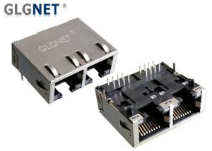 China 1 x 2 Ganged LAN RJ 45 Connector Side Entry Rj45 Female Jack Tab Down on sale
