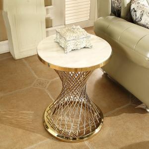Minimalist Stainless Steel Marble Side Tables For Couch