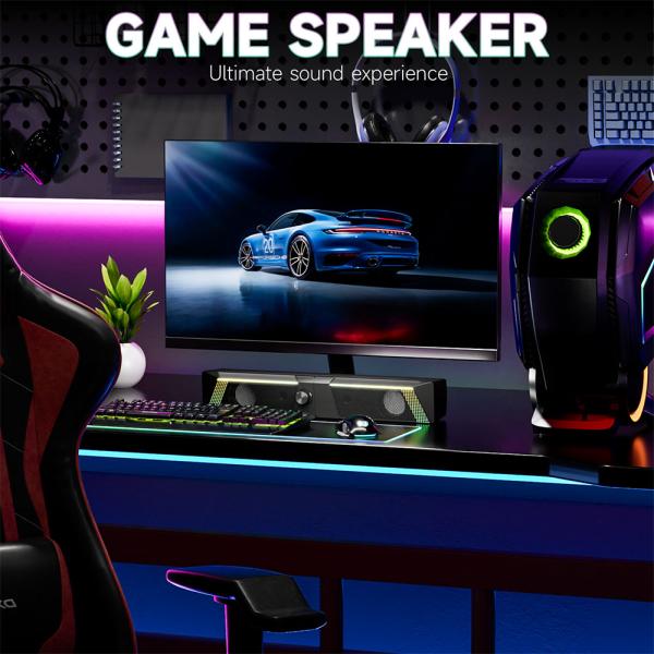 Desktop Gaming Speakers with Rich Bass USB Powered Portable RGB Computer Volume Control