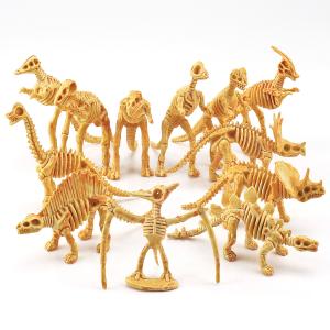 Realistic Multi Colored Jurassic Age Figure Toy / 12 PCS Golden Dinosaur Bone Fossil Figure Set Hand Painted
