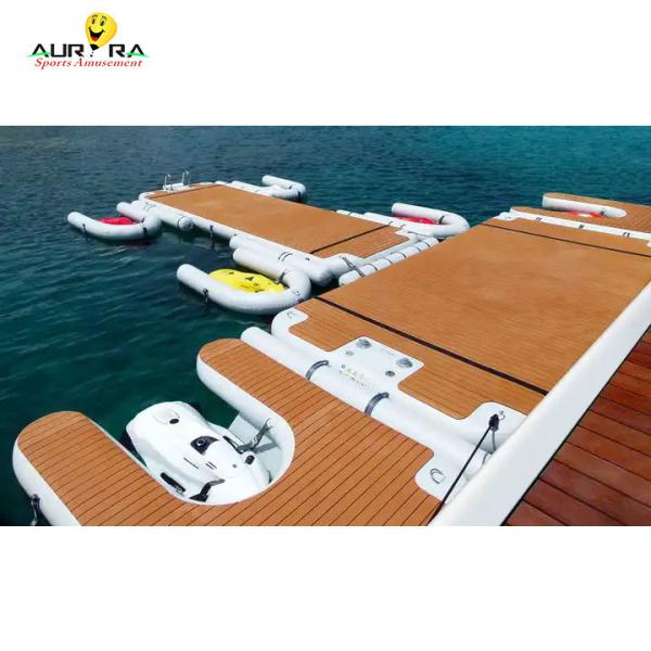 Quality Fire Retardant Inflatable Floating Dock Mat Leisure Water Floating Platform For Lake for sale