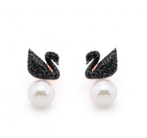 China Elegant Pearl Drop Earrings for Women Jewelry, Black Diamond Swan Stud  Design Earring for Women on sale