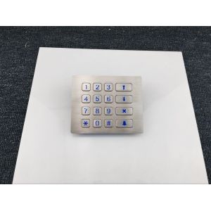 IP65 vandal resistance stainless steel illuminated keypad with 16 keys
