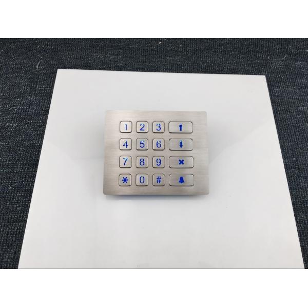 IP65 vandal resistance stainless steel illuminated keypad with 16 keys