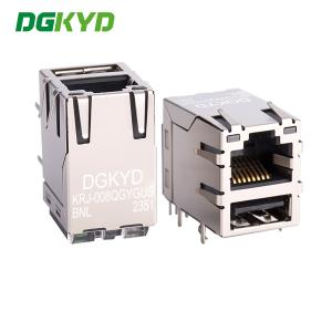 Buy cheap KRJ-008QGYGUSBNL Rj45 90 Degree Connector USB2.0 Socket Built In Gigabit Filter With Light product
