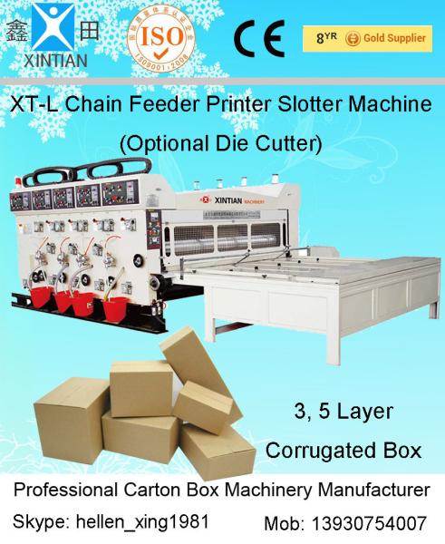 Quality Chain Feeding Semi Automatic Carton Box Flexo Printer Slotter Machinery 60 Pcs / Min for sale