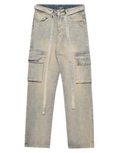 Custom Clothing Manufacturers Men'S Multi Pocket Jeans Washed Distressed Loose Long Pants