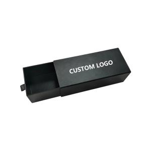 Gray Board Drawer Eyewear Packaging Box Black Color With Ribbon Handle