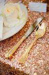 Reception Fabric Table Cover 50" X 80" , Rose Gold Sequin Fabric Tablecloth