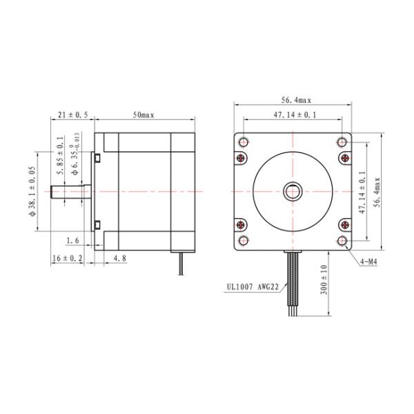 57*57*50mm NEME 23 Stepping Motor 0.7A 0.9N With CNC Machine