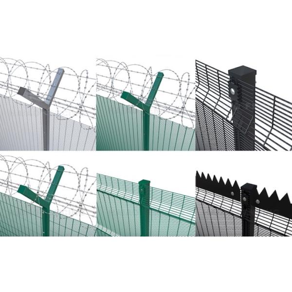 Black PVC Coated Welded Wire Mesh Rigid Anti Climb Security Fence Panel 11 Gauge