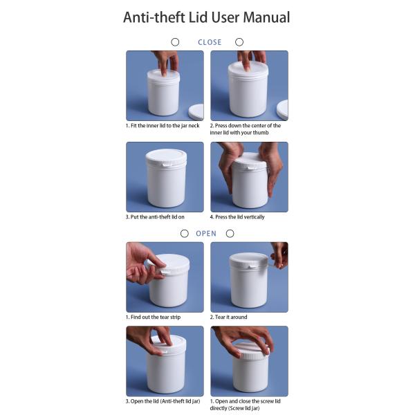 1L Round Plastic Screw Jar for Laundry Detergent Powder Package 100% Virgin Material