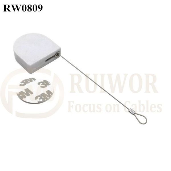 RW0809 D-Shaped Small Retractable Tether Plus Size Customizable Fixed Loop End For Retail Display Protection