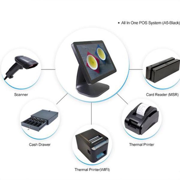 15" 10 Points Capacitive Touch Screen Point Of Sale Devices Black Color