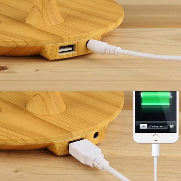 Smart Touch USB LED Table Lamp Brightness Adjustable ABS + PS + Wood Grain Plastic