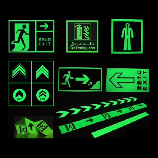 12 Hours Green Waterproof Self Adhesive Photoluminescent Luminous Vinyl Film For Exit Signs