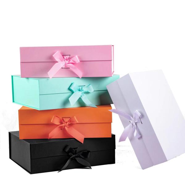Customized Innovative Biodegradable Packaging Pink Collapsible Gift Boxes With Silk