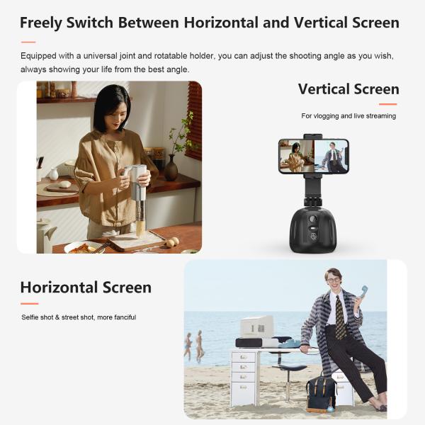 AI Auto Tracking Phone Mount Tripod Frame & Gesture Control 360° Rotation