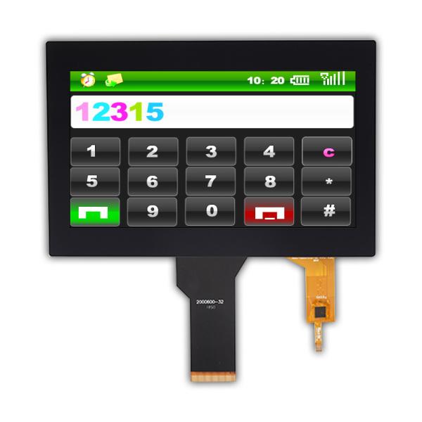 Quality WVGA 200nit TFT LCD Touch Screen CTP I2C 12 O'Clock Viewing for sale