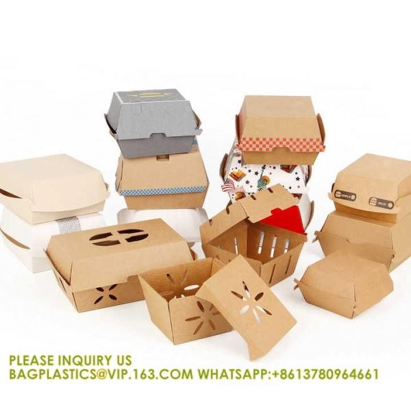 Quality Takeaway Food Box Container For Burger Eco Friendly Custom Burger Box Packaging Box Eco Friendly Hamburger Box for sale