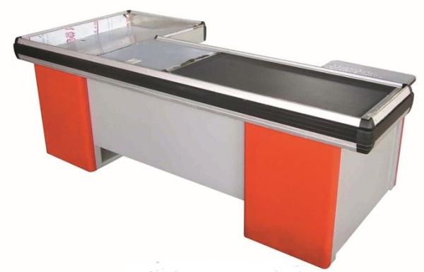 Quality Durable Supermarket Cashier Checkout Counter With Conveyor Belt , Corrosion Protection for sale