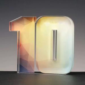 High End Clear Plexiglass Acrylic Award Number 10 Block For Employees Recognition