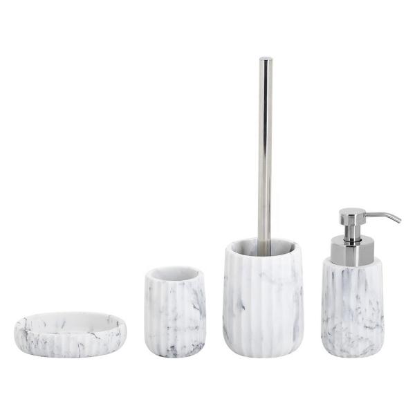 Quality Marble Print pattern Polyresin Bathroom Accessories With vertical stripe for sale