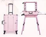 Aluminum Makeup Case With Mirror And Lights , Handle Fixed In The Top For Easy