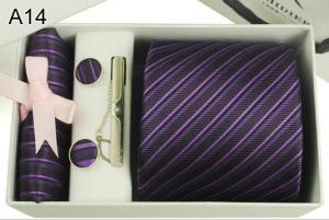 China cufflink hanky set woven silk necktie set on sale